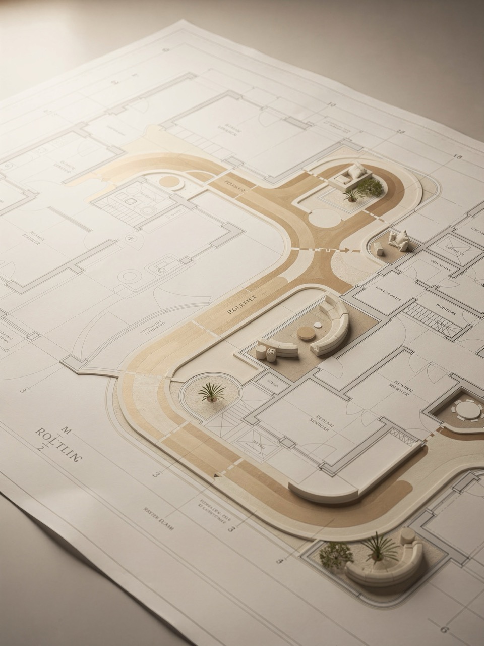 Architectural blueprint representing the default paths and landing zones a CCoE should own