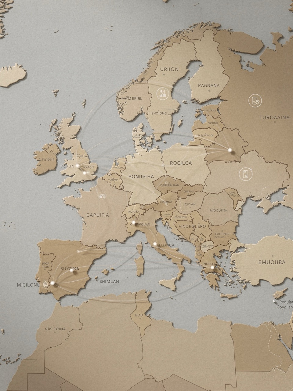 Map of Europe with interconnected compliance and data residency flows representing EU regulatory requirements